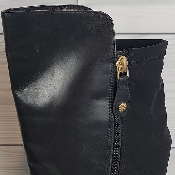 Isacc Mitzrah Imtory Black Knee-High Leather Boots Womens Size 7 - Picture 8 of 15